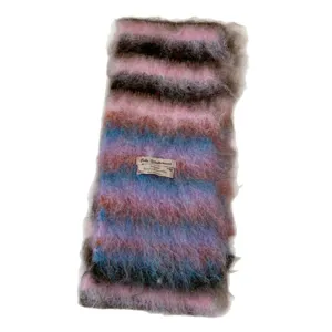 Gemütlicher mehrfarbiger gestreifter Mohair-Strickschal für Damen, weicher warmer Winterschal.