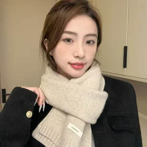 Winter Warm Wol Gebreid Sjaal Effen Kleur Zacht Casual Lange Nek Sjaal Voor Vrouwen Koud Weer Dagelijkse Slijtage