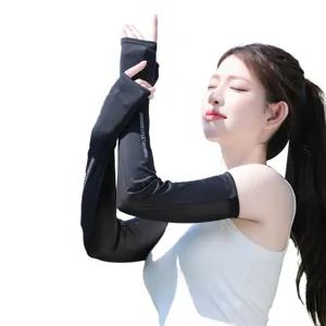 Manchettes de protection solaire été demi-doigt en maille soie de glace pour cyclisme.