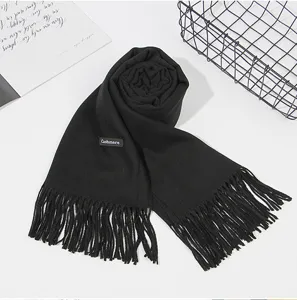 Einfarbiger Herbst Winter verdickter Kaschmir Gefühl Schal Fransen warmer Schal Unisex