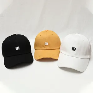Unisex Cotton Baseball Hat With 3D Letter M Embroidery Adjustable Casual Sun Protection Sports Dad Hat For Men Women