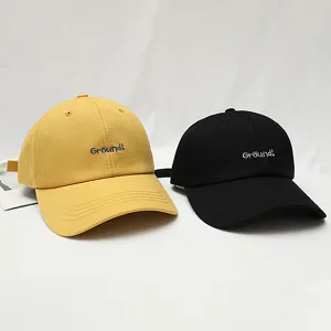 Casual couple baseball cap with stylish embroidered text design for outdoor sun protection.