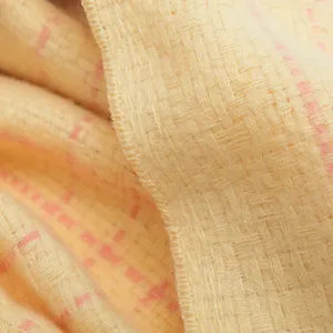 Detailed view of the soft imitation cashmere bamboo weave plaid scarf texture, warm.
