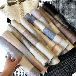 Autumn winter new wool plaid cashmere scarf women long thick warm shawl wrap soft