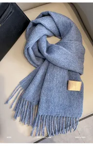 Winter solid color minimalist Australian wool scarf shawl thick warm cozy neck warmer