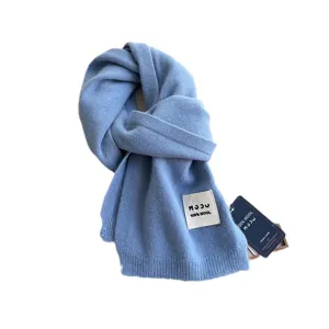 Sciarpa in lana lavorata a maglia blu donna inverno caldo morbido casual moda spessa