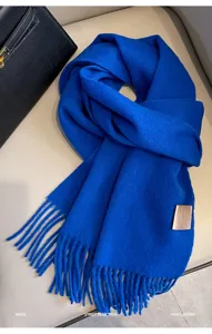 Luxurious royal blue wool scarf with fringe winter warm thick cashmere feel cozy wrap