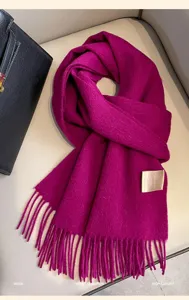 Solid color wool scarf winter thick warm long shawl fringe design elegant cozy winter neck wrap
