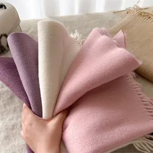 Sciarpa con Frange Tinta Unita Calda Invernale da Donna Scialle Lungo Ispessito in Misto Lana Versatile Casual Sciarpa da Collo per Coppia