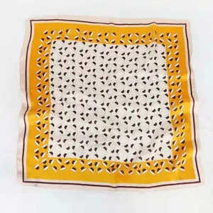Women square silk scarf elegant geometric print neck scarf versatile fashion hair accessory.