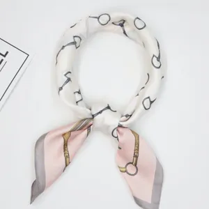 Foulard carré effet soie mode imprimé mors de cheval élégant foulard de cou femme