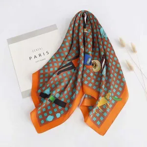 Summer new printed professional silk scarf small square women neckerchief 70x70cm