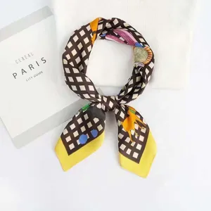 Chic printed silk square scarf for women, elegant neckerchief and stylish fashion accessory.