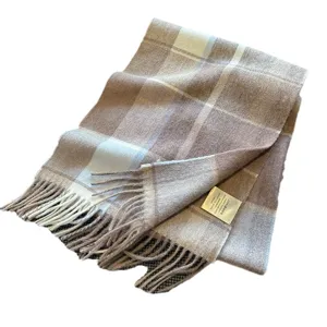 Classic plaid wool scarf for women winter thick warm fringed scarf cozy elegant wrap