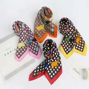 Fashion printed silk square scarf 70x70cm elegant women neckerchief and hair scarf