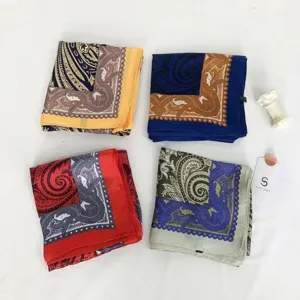 Fashion silk square scarf vintage paisley print women neckerchief hair band bag ribbon