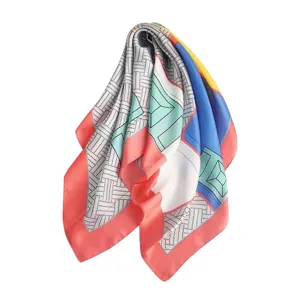 Summer new printed professional silk scarf, 70x70cm square fashion neck scarf for women.