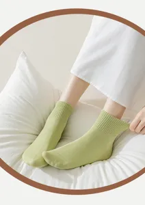 Damen hellgrüne kurze Socken Freizeit einfarbig atmungsaktive Baumwollsocken Alltag