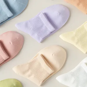 Damen Bonbon Farbe kurze Socken gekämmte Baumwolle atmungsaktiv einfarbig lässig süße Socken