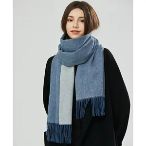 Damen 100% Wolle doppelseitig wendbar dicker Winter warmer Schal mit Fransen Hauptansicht