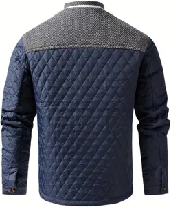 Men color-block quilted jacket casual outerwear autumn winter warm stylish fashion coat