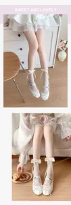 Ballet Stil süße Schleife transparente Socken, ultra-dünne Sommer Lolita Feen Socken.
