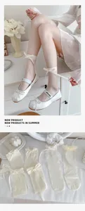 Ballett Stil Damen Socken süße Schleife Lolita Feen Socken Sommer Sommer dünne transparente Socken