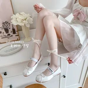 Süße transparente Lolita Schleife Socken für Damen, elegante Sommer Ballett Strümpfe.