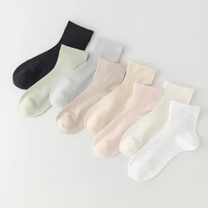 Damen Casual Wadenlang Viskose Socken Atmungsaktiv Dünn Einfarbig Basis Socken Handgefertigt Nahtlos Doppelzylinder Socken Für Frauen