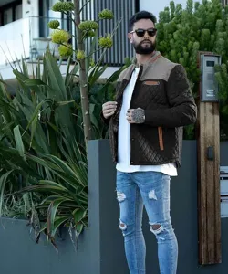 Herren Freizeit Winter gesteppte Jacke mit Patchwork Design Langarm Oberbekleidung Mode