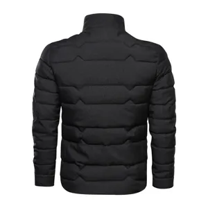 Giacca cappotto imbottita invernale calda tinta unita collo a imbuto uomo nero