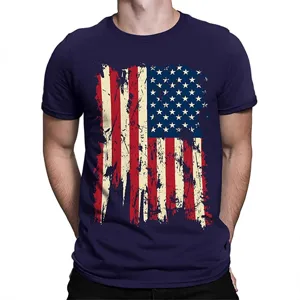 Men's Vintage American Flag Print T-Shirt Chlorofiber Short Sleeve Round Neck Slim Fit Casual Summer Top Men Clothing