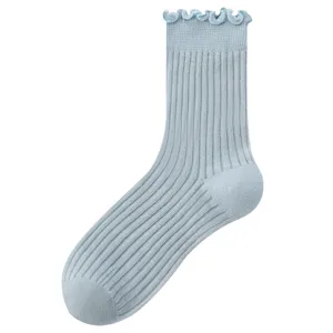 Kinder Süßigkeiten Farbe Mesh Socken Süße Krausen Lettuce Edge Wadenhohe Socken Atmungsaktive Baumwollsocken für Mädchen