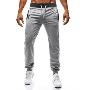 Men's Casual Sweatpants Grey Contrast Waistband Drawstring Comfortable Trousers