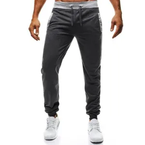 Men's casual sweatpants with contrast waistband and drawstring detail, comfortable fit.