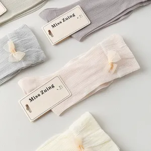 Süß Lolita Nylon Netz Atmungsaktiv Wadenlang Socken Mit Schleife Rüschenspitze Ultradünn Einfarbig Socken Für Damen