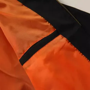 Men's casual bomber jacket spring autumn fashion stand collar zip outerwear black orange