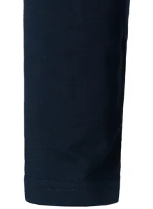 Dark blue long sleeve fabric detail cuff knitwear casual top daily apparel item style
