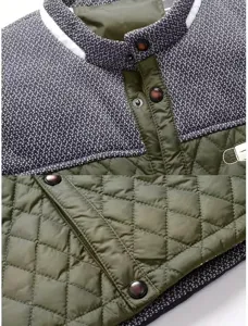 Men's winter casual colorblock quilted jacket outerwear tweed patchwork stand collar
