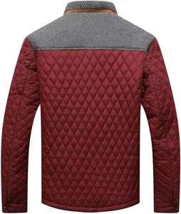 Herren gesteppte Jacke Herbst Winter Vintage Patchwork Mantel Langarm Oberbekleidung
