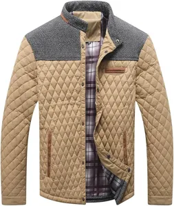 Herren Freizeit Winter Steppjacke mit Stehkragen, stilvolles Patchwork Design für outdoor.