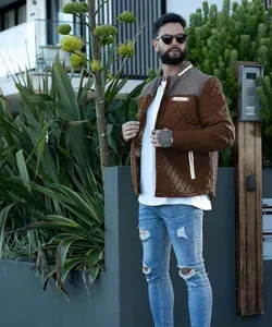 Herren Freizeit Steppjacke mit Kontrastkragen und modischem Design für Herbst Winter.