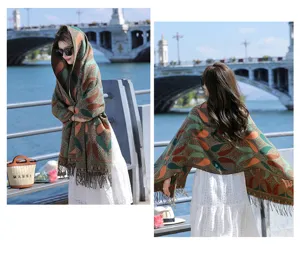 Ethnic style tassel cape shawl bohemian retro thick warm winter cloak for women fashion