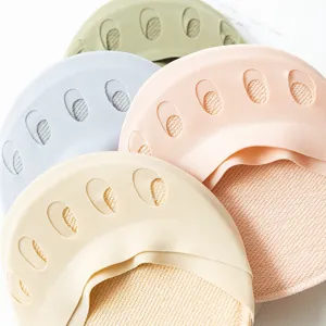Women five toe invisible forefoot socks non slip cotton half socks summer fishmouth shoes pads