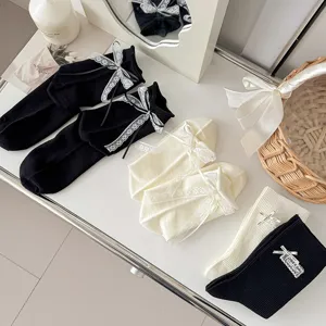 Leuke vrouwen kant strik midden sokken katoen schattige casual stapelbare sokken mode