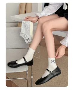 Damen süße Schleife Rüschen WadenSocken süß Preppy Stil Baumwolle Socken bequeme Strümpfe