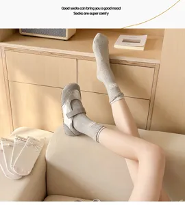 Süße koreanische Ballett-Wadenstrümpfe mit Schleife für Damen, dünne Frühlings-Spitzensocken.
