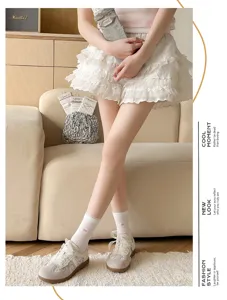 Süße koreanische Ballett Stil Rüschen Wadensocken mit süßer Schleife für Damen im Alltag