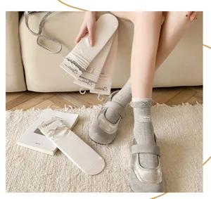 Damen Ballett Stil Schleife Mittelsocken Frühling Sommer dünn süß Spitze Rüschen Socken Mode