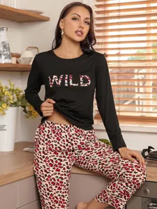 Women long sleeve pajama set autumn winter casual sleepwear matching two piece loungewear
